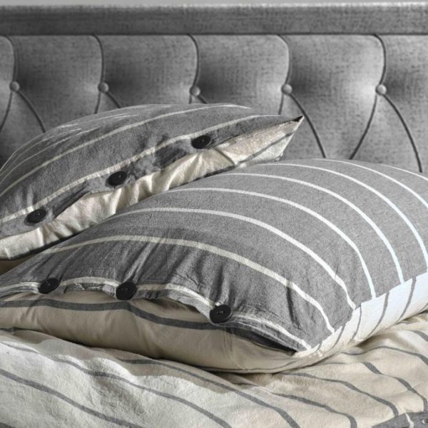 birlik1952 berolige urban pamuklu çift kişilik king size yıkmalı iplik boya çizgili nevresim takımı antrasit bed linen sheet fabric stripe textile