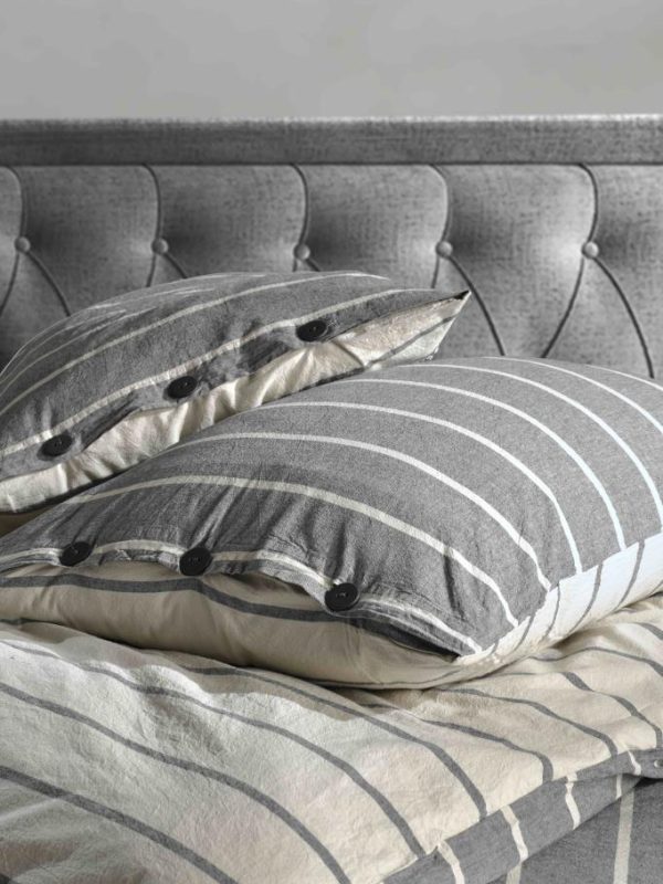birlik1952 berolige urban pamuklu çift kişilik king size yıkmalı iplik boya çizgili nevresim takımı antrasit bed linen sheet fabric stripe textile