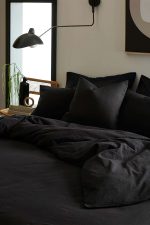 birlik1952 organik yıkanmış keten washed linen fabric nevresim seti otantik buldan babadağ işhanı el emeği handmade traditional bed linen set siyah black