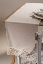 birlik1952 yıkanmış keten runner masa örtüsü table cloth linen otantik traditional dekoratif ev tekstili el örügsü bağlamalı