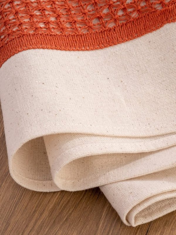 birlik1952 yıkanmış keten runner masa örtüsü table cloth linen otantik traditional dekoratif ev tekstili ortası dantel kiremit terracota