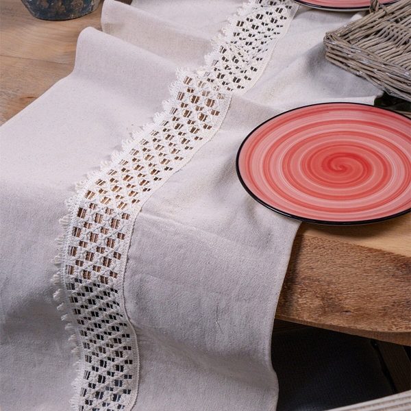 birlik1952 yıkanmış keten runner masa örtüsü table cloth linen otantik traditional dekoratif ev tekstili ortası kare dantel