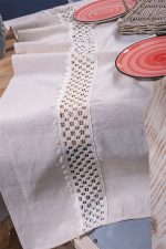 birlik1952 yıkanmış keten runner masa örtüsü table cloth linen otantik traditional dekoratif ev tekstili ortası kare dantel