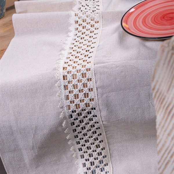 birlik1952 yıkanmış keten runner masa örtüsü table cloth linen otantik traditional dekoratif ev tekstili ortası kare dantel