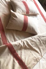 birlik1952 püsküllü organik yıkanmış keten washed linen fabric nevresim seti otantik buldan babadağ işhanı el emeği handmade traditional bed linen set otantik dantel terracota kiremit