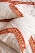 birlik1952 püsküllü organik yıkanmış keten washed linen fabric nevresim seti otantik buldan babadağ işhanı el emeği handmade traditional bed linen set otantik sarı turuncu orange püskül