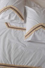 birlik1952 püsküllü organik yıkanmış keten washed linen fabric nevresim seti otantik buldan babadağ işhanı el emeği handmade traditional bed linen set otantik sarı mavi şerit püskül püskül