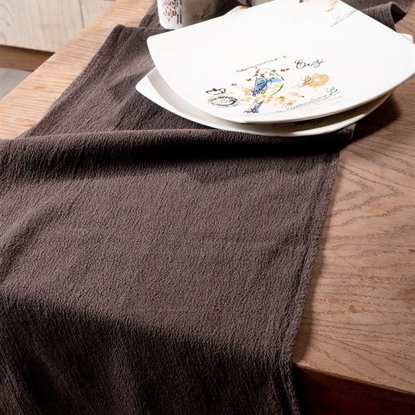 birlik1952 yıkanmış keten runner masa örtüsü table cloth linen otantik traditional dekoratif ev tekstili kahverengi brown