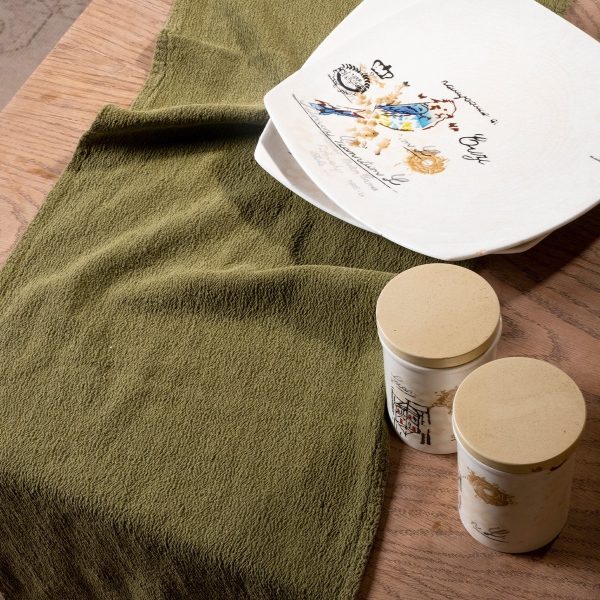birlik1952 yıkanmış keten runner masa örtüsü table cloth linen otantik traditional dekoratif ev tekstili yeşil green