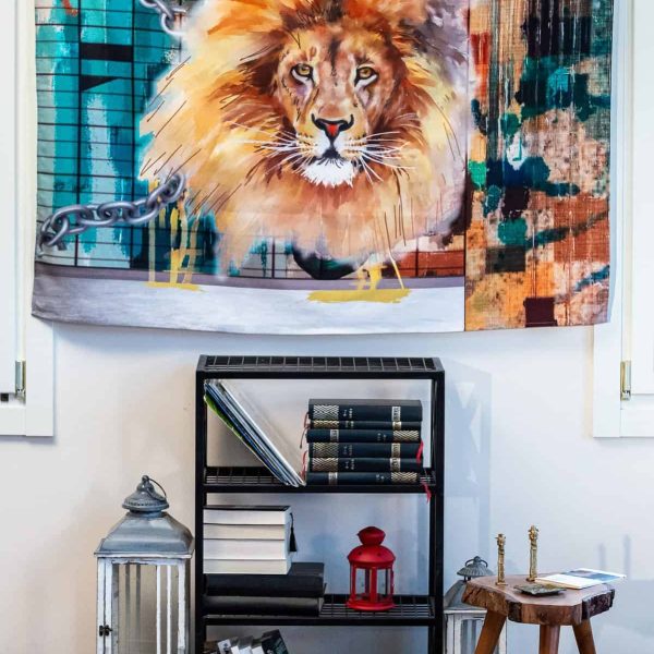 birlik1952 home bath style duvar örtüsü wallhang ev dekorasyon home decaration panama linen printed strong lion