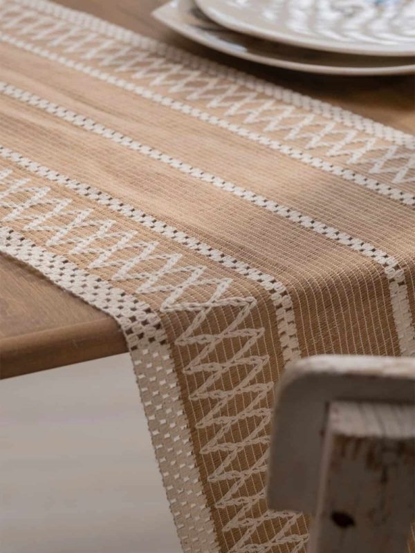 birlik1952 keten runner masa örtüsü table cloth linen otantik traditional dekoratif ev tekstili krem dantel eteği püsküllü bej cappicino beige