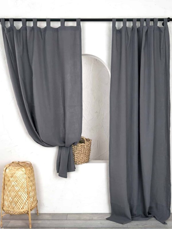 birlik1952 müslin perde muslin baby room curtain boho bohem dekorasyon maison linen pamuklu kumaş fabric curtains crinkle grey antrasit anthracitte gri