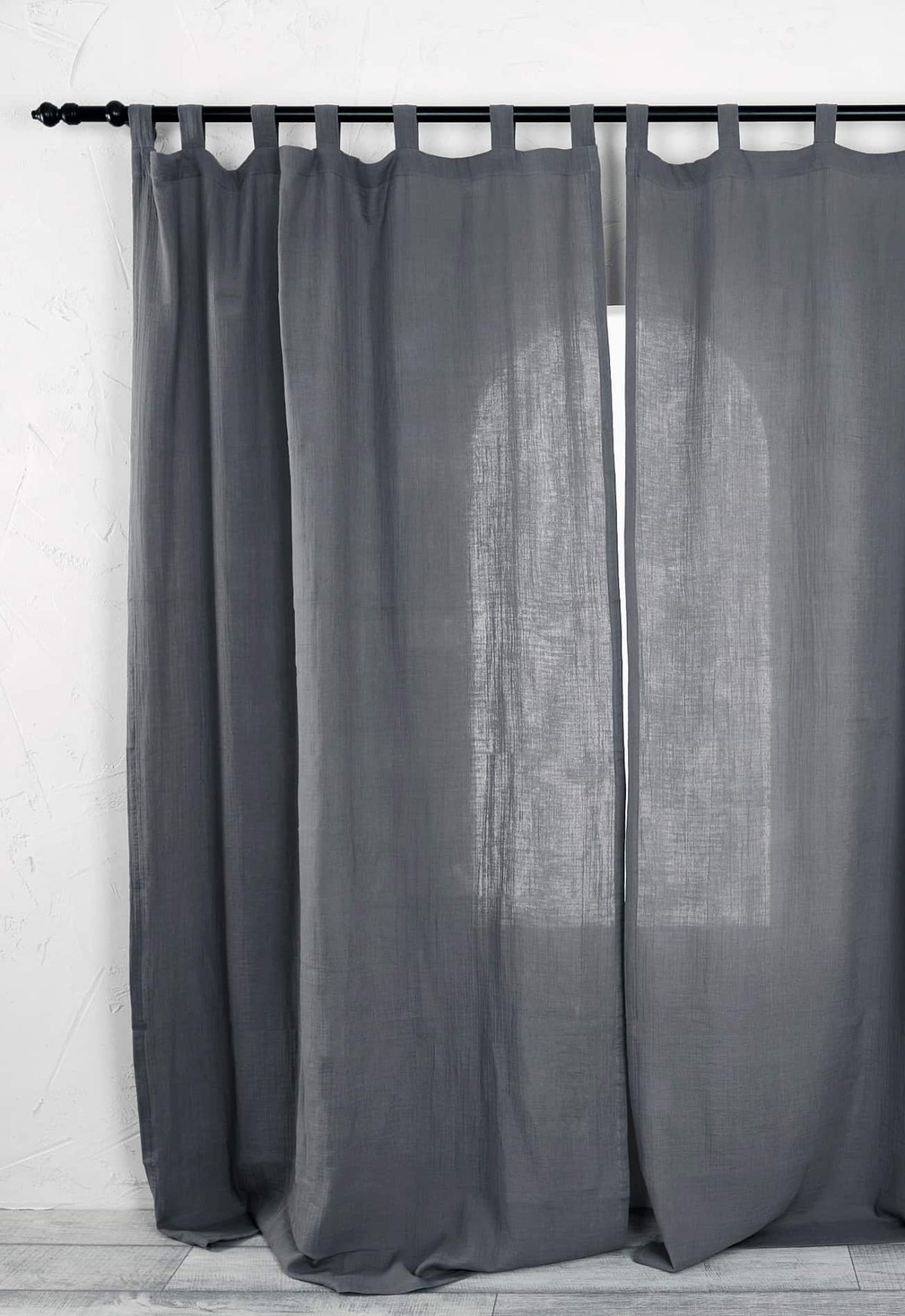 birlik1952 müslin perde muslin baby room curtain boho bohem dekorasyon maison linen pamuklu kumaş fabric curtains crinkle grey antrasit anthracitte gri