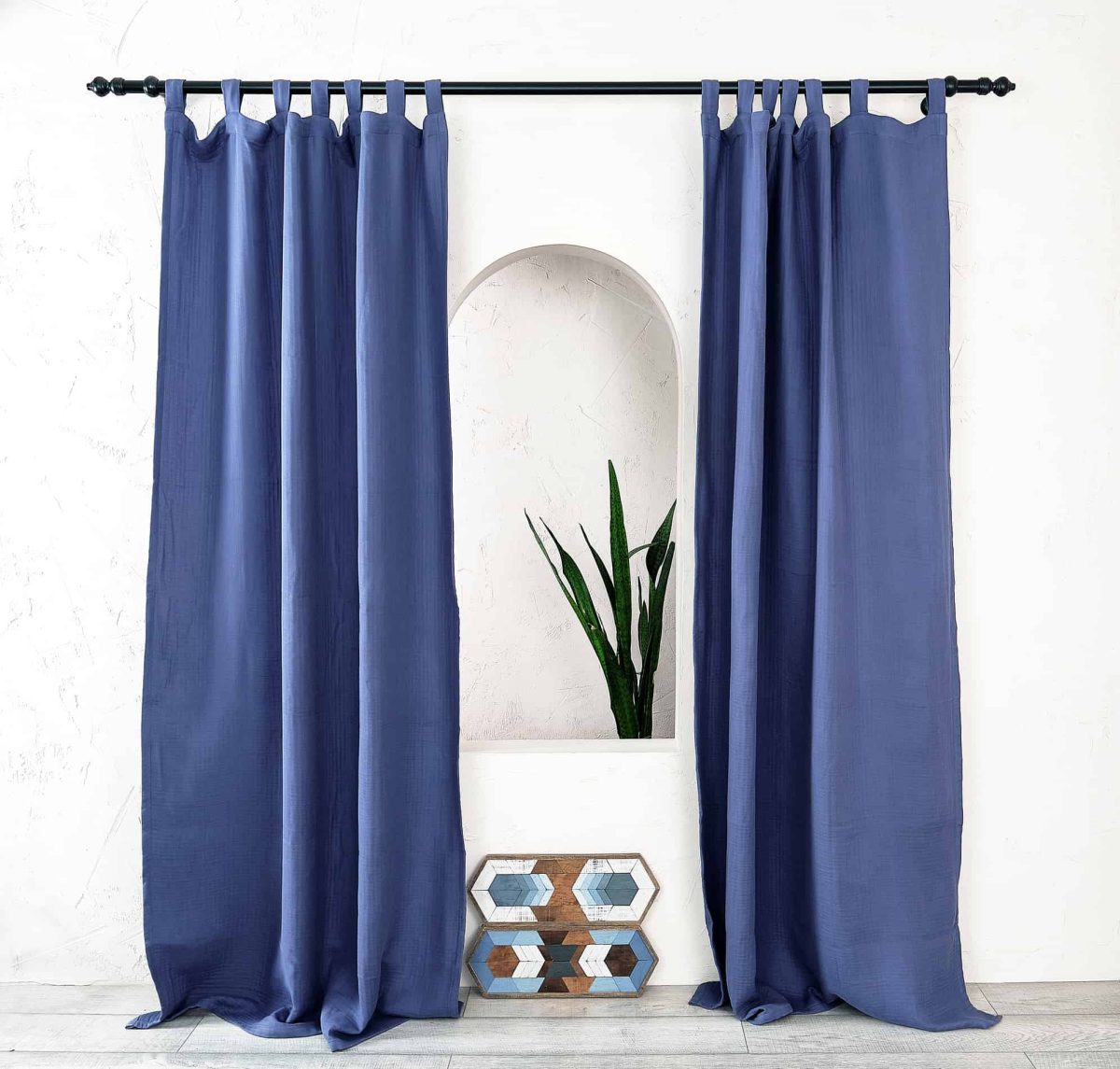 birlik1952 müslin perde muslin baby room curtain boho bohem dekorasyon maison linen pamuklu kumaş fabric curtains crinkle bürümcük navy indigo blue mavi lacivert