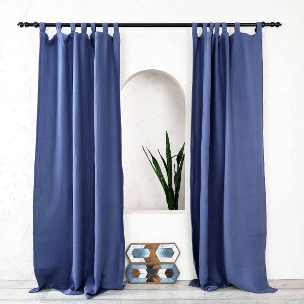 birlik1952 müslin perde muslin baby room curtain boho bohem dekorasyon maison linen pamuklu kumaş fabric curtains crinkle bürümcük navy indigo blue mavi lacivert