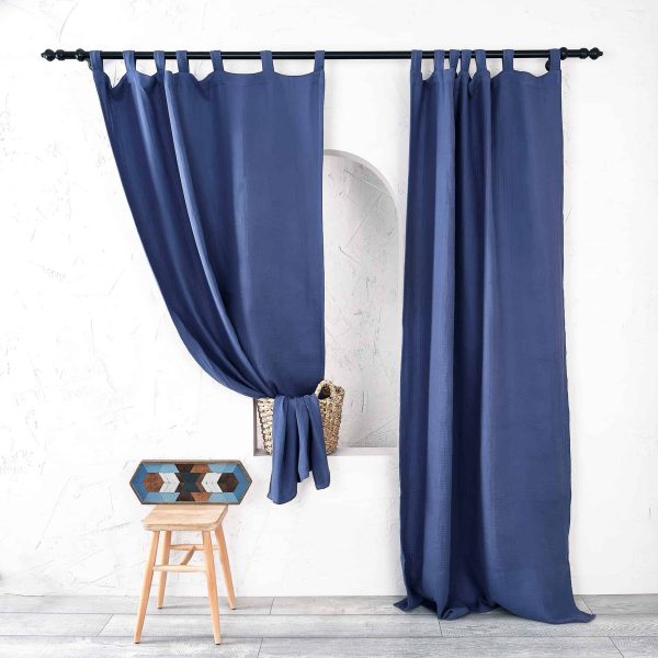 birlik1952 müslin perde muslin baby room curtain boho bohem dekorasyon maison linen pamuklu kumaş fabric curtains crinkle bürümcük navy indigo blue mavi lacivert