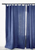 birlik1952 müslin perde muslin baby room curtain boho bohem dekorasyon maison linen pamuklu kumaş fabric curtains crinkle bürümcük navy indigo blue mavi lacivert