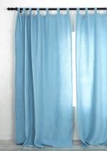 birlik1952 müslin perde muslin baby room curtain boho bohem dekorasyon maison linen pamuklu kumaş fabric curtains crinkle bürümcük açık mavi soft baby blue