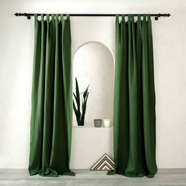 birlik1952 müslin perde muslin curtain baby room boho bohem dekorasyon maison linen pamuklu kumaş fabric curtains crinkle bürümcük royal green grass yeşil çimen