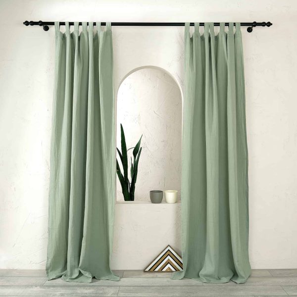 birlik1952 müslin perde muslin curtain baby room boho bohem dekorasyon maison linen pamuklu kumaş fabric curtains crinkle bürümcük sage green adaçayı yeşili