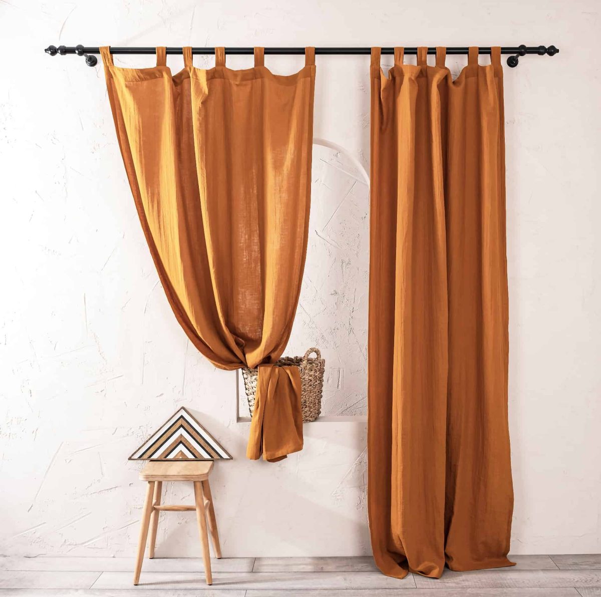 birlik1952 müslin perde muslin curtain baby room boho bohem dekorasyon maison linen pamuklu kumaş fabric curtains crinkle bürümcük terracota karamel kiremit caramel