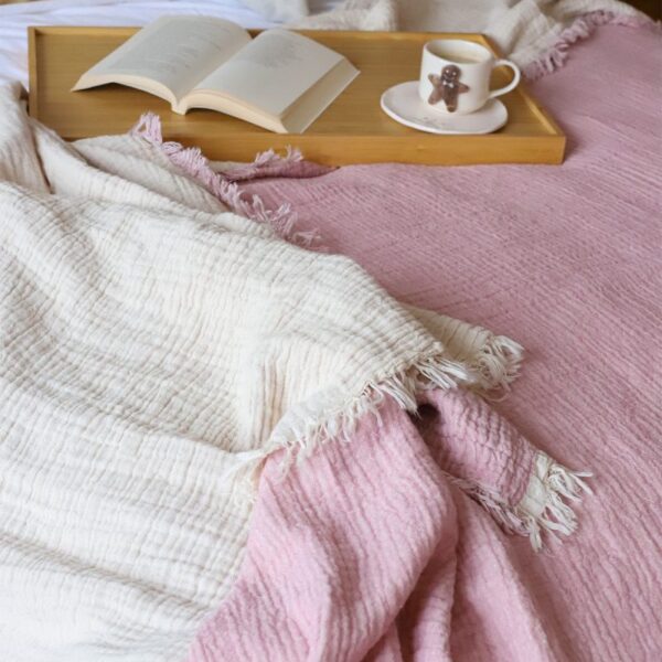 birlik1952 4 kat müslin çift kişilik yatak örtüsü bedspread swaddle 4 layer gauze multi muslin double gauze textile whosale pamuklu cotton muslin pembe pink