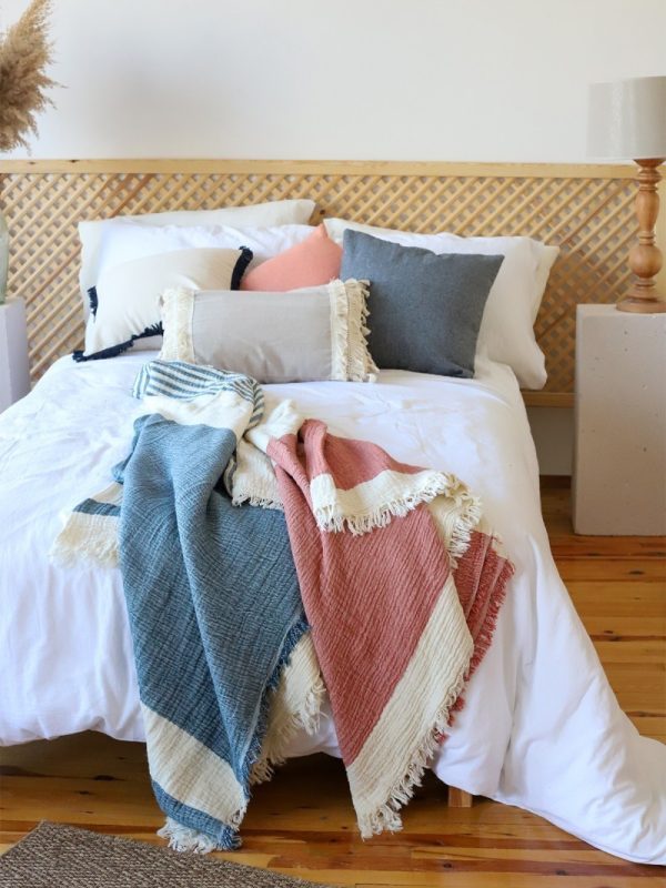 birlik1952 4 kat müslin çift kişilik yatak örtüsü bedspread swaddle 4 layer gauze multi muslin double gauze textile whosale pamuklu cotton muslin çizgili stripe red kırmızı blue mavi