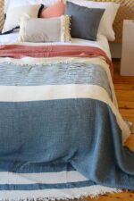 birlik1952 4 kat müslin çift kişilik yatak örtüsü bedspread swaddle 4 layer gauze multi muslin double gauze textile whosale pamuklu cotton muslin çizgili stripe red kırmızı blue mavi