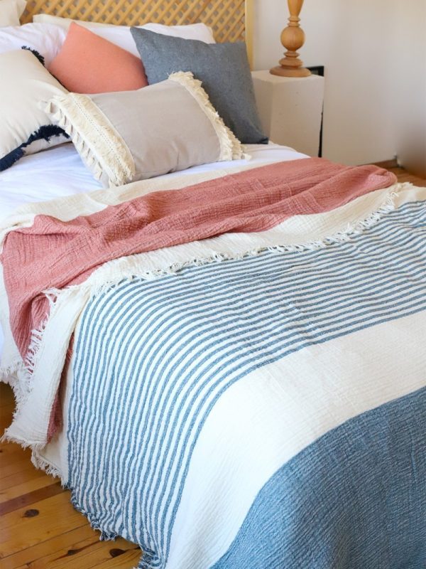 birlik1952 4 kat müslin çift kişilik yatak örtüsü bedspread swaddle 4 layer gauze multi muslin double gauze textile whosale pamuklu cotton muslin çizgili stripe red kırmızı blue mavi