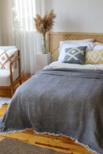 birlik1952 4 kat müslin çift kişilik yatak örtüsü bedspread swaddle 4 layer gauze multi muslin double gauze textile whosale pamuklu cotton muslin antrasit gri grey