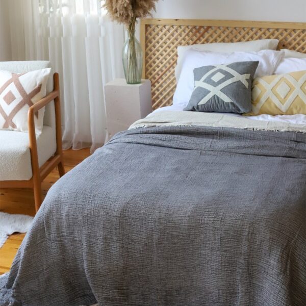 birlik1952 4 kat müslin çift kişilik yatak örtüsü bedspread swaddle 4 layer gauze multi muslin double gauze textile whosale pamuklu cotton muslin antrasit gri grey