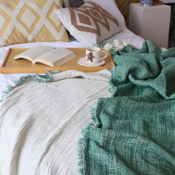 birlik1952 4 kat müslin çift kişilik yatak örtüsü bedspread swaddle 4 layer gauze multi muslin double gauze textile whosale pamuklu cotton muslin royal yeşil green dark