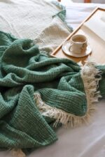 birlik1952 4 kat müslin çift kişilik yatak örtüsü bedspread swaddle 4 layer gauze multi muslin double gauze textile whosale pamuklu cotton muslin royal yeşil green dark