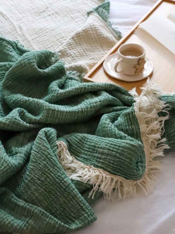 birlik1952 4 kat müslin çift kişilik yatak örtüsü bedspread swaddle 4 layer gauze multi muslin double gauze textile whosale pamuklu cotton muslin royal yeşil green dark