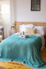 birlik1952 4 kat müslin çift kişilik yatak örtüsü bedspread swaddle 4 layer gauze multi muslin double gauze textile whosale pamuklu cotton muslin yeşil green mint