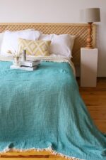 birlik1952 4 kat müslin çift kişilik yatak örtüsü bedspread swaddle 4 layer gauze multi muslin double gauze textile whosale pamuklu cotton muslin yeşil green mint