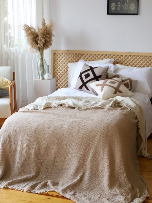 birlik1952 4 kat müslin çift kişilik yatak örtüsü bedspread swaddle 4 layer gauze multi muslin double gauze textile whosale pamuklu cotton muslin açık kahve cappicino