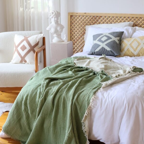 birlik1952 4 kat müslin çift kişilik yatak örtüsü bedspread swaddle 4 layer gauze multi muslin double gauze textile whosale pamuklu cotton muslin yeşil green sage