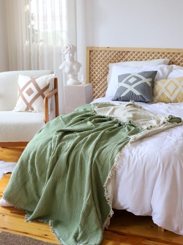 birlik1952 4 kat müslin çift kişilik yatak örtüsü bedspread swaddle 4 layer gauze multi muslin double gauze textile whosale pamuklu cotton muslin yeşil green sage