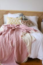 birlik1952 4 kat müslin çift kişilik yatak örtüsü bedspread swaddle 4 layer gauze multi muslin double gauze textile whosale pamuklu cotton muslin pembe pink