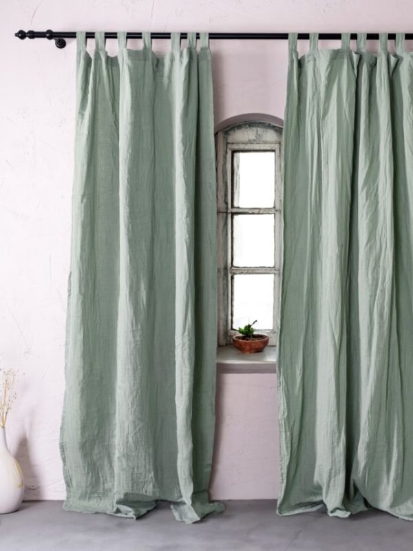 birlik1952 müslin perde muslin curtain 4 3 2 gauze cotton boho bohem linen adaçayı sage green