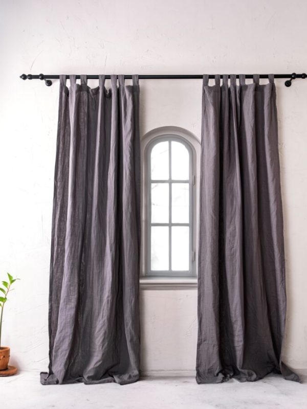 birlik1952 müslin perde muslin curtain 4 3 2 gauze cotton boho bohem linen antrasit füme