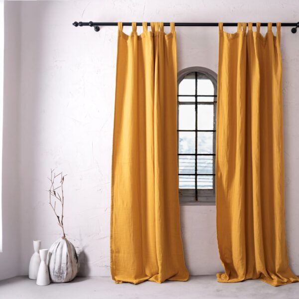 birlik1952 müslin perde muslin curtain 4 3 2 gauze cotton boho bohem linen hardal mustard