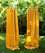 birlik1952 müslin perde muslin curtain 4 3 2 gauze cotton boho bohem linen hardal mustard