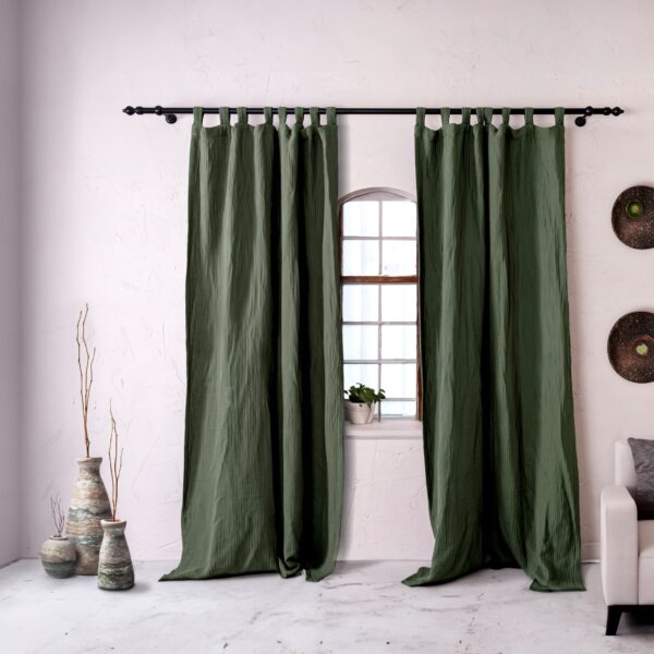 birlik1952 müslin perde muslin curtain 4 3 2 gauze cotton boho bohem linen royal green yeşil