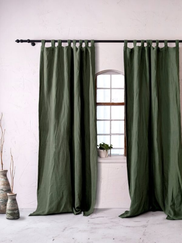 birlik1952 müslin perde muslin curtain 4 3 2 gauze cotton boho bohem linen royal green yeşil
