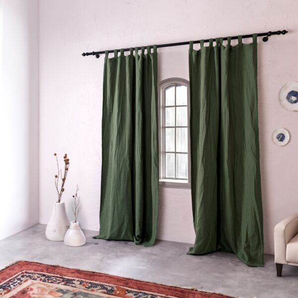 birlik1952 müslin perde muslin curtain 4 3 2 gauze cotton boho bohem linen royal green yeşil