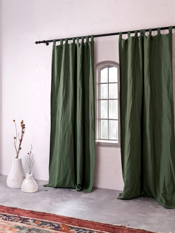birlik1952 müslin perde muslin curtain 4 3 2 gauze cotton boho bohem linen royal green yeşil