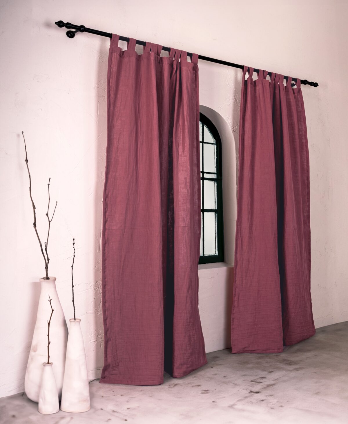 birlik1952 müslin perde muslin curtain 4 3 2 gauze cotton boho bohem linen şarap wine bordo