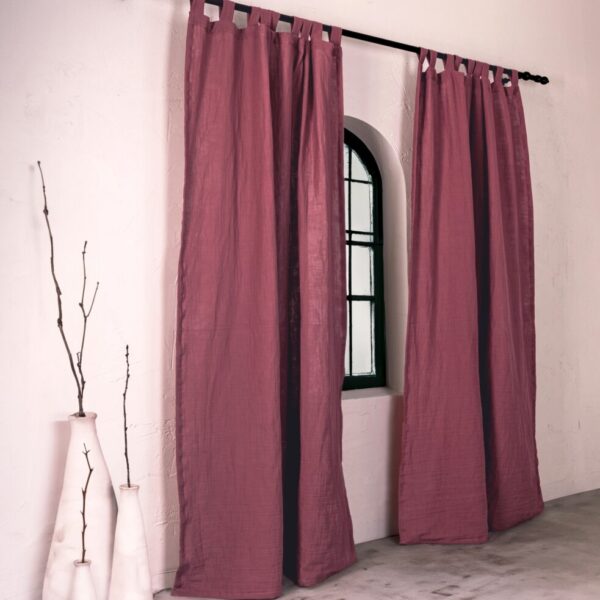 birlik1952 müslin perde muslin curtain 4 3 2 gauze cotton boho bohem linen şarap wine bordo